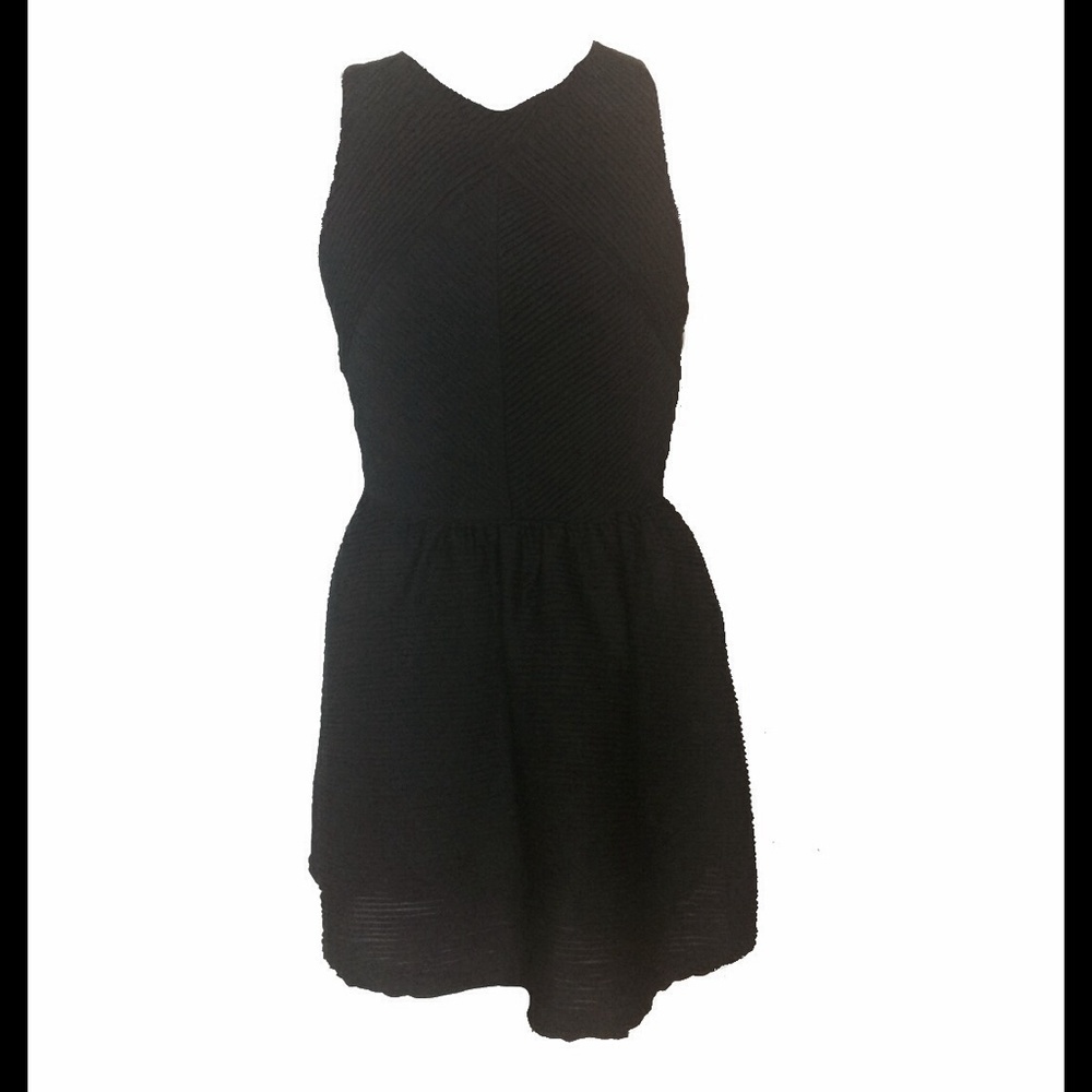 Topshop Black Ribbed Fit and Flare Dress, Size 8 🗣LAST CHANCE🗣